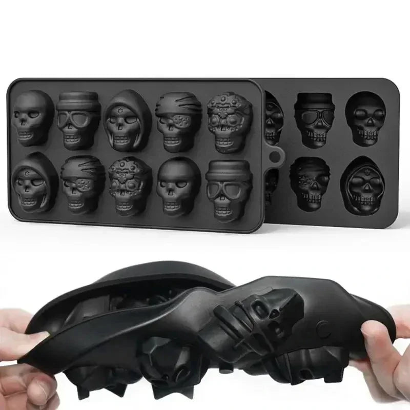 Skull Ice Cube Mold 10-Grid — Reusable Halloween Kitchen Mold for Ice, Chocolate, and Ice Cream Making