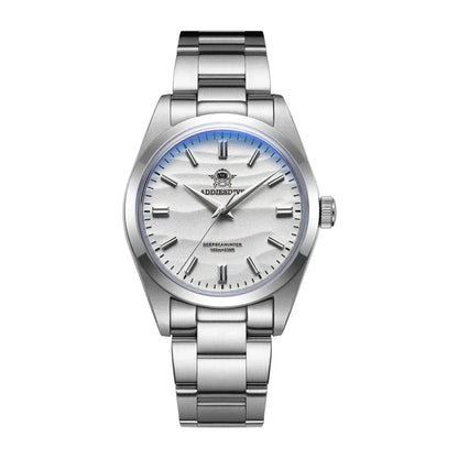 ADDIESDIVE AD2030 Men’s Quartz Watch — 36MM Simple Steel Dive Wristwatch, 10Bar Waterproof, Bubble Mirror Glass Sports Timepiece