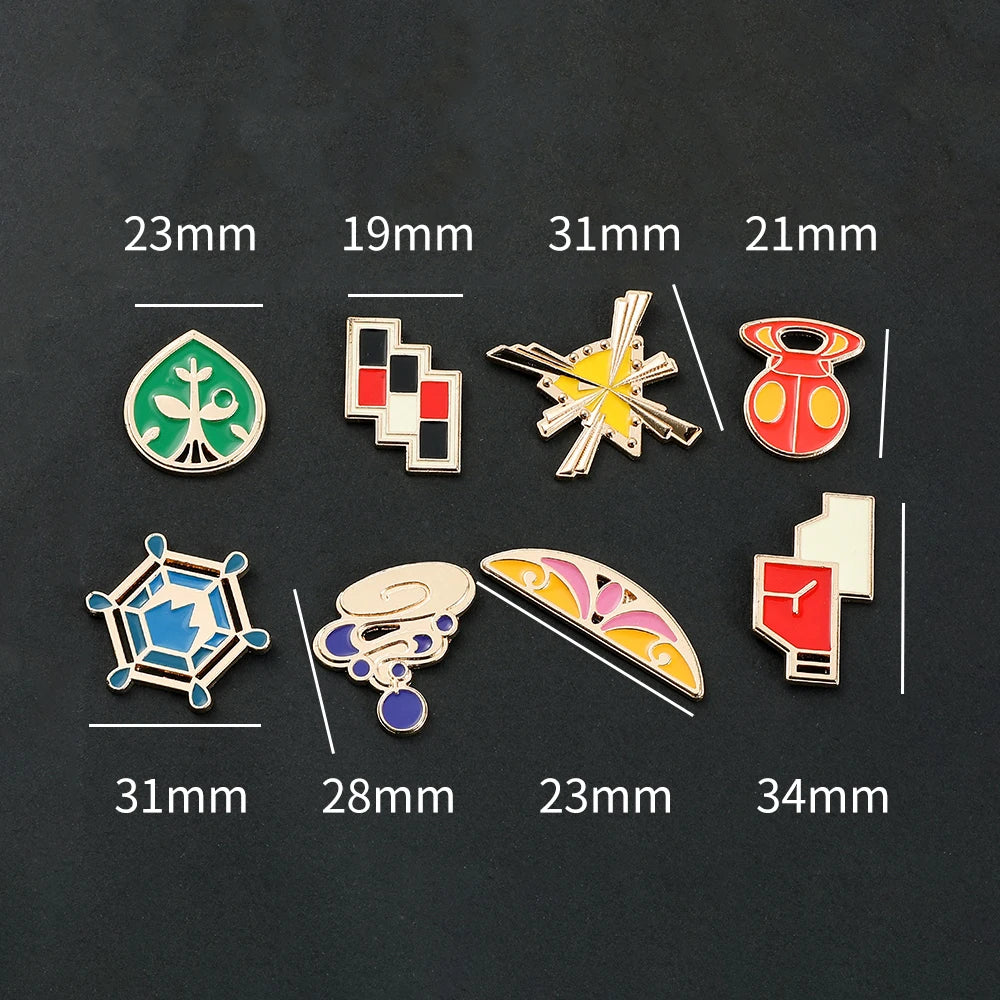 Pokémon Gym Badges Box Set – Kanto, Johto, Hoenn, Sinnoh, Unova, Kalos & Orange Islands Region Pins and Brooches