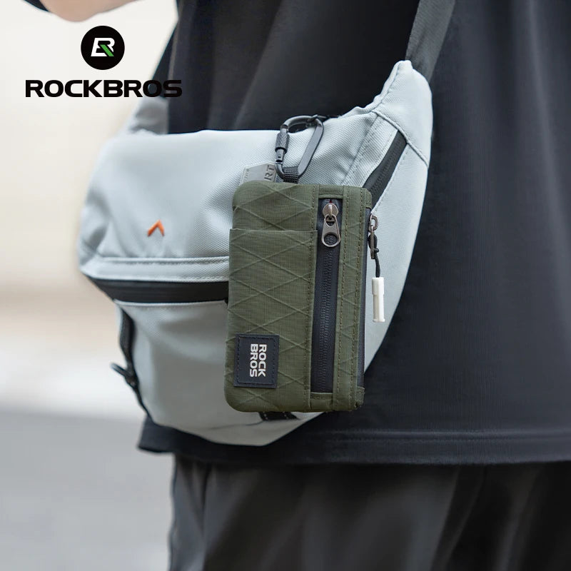ROCKBROS Portable Wallet Card Bag – Ultra-Light, Stylish Sports Mini Credit Card Holder with Hang Lock, Compact Storage
