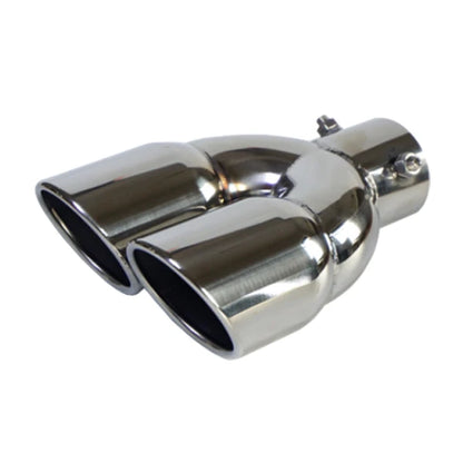 Universal 63mm Double-Barrel Car Exhaust Tip — Black Titanium Stainless Steel Tail Pipe Muffler Outlet, Auto Accessories