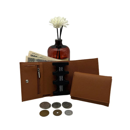 Multi-Functional 2-in-1 Portable Coin Clip & Card Wallet – Colorful Tri-Fold Coin Purse for Travel & Loss Prevention