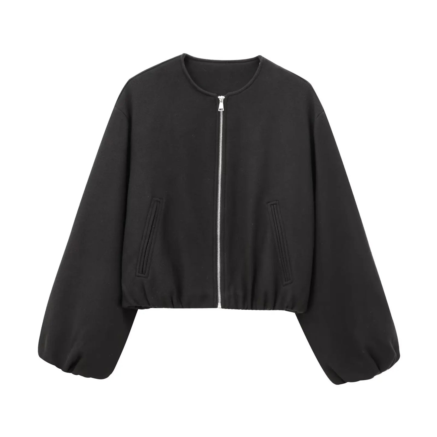 TRAF Women’s Red Zipper Bomber Jacket – Soft Cropped Sports Jacket, Long Sleeve 2024 Outerwear