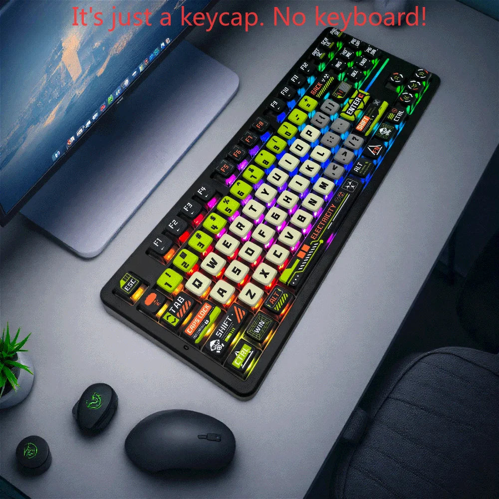 Doomsday Crossing 125-Key Keycap Set - Translucent Pudding PBT+PC Keycaps for MX Switch Mechanical Keyboards