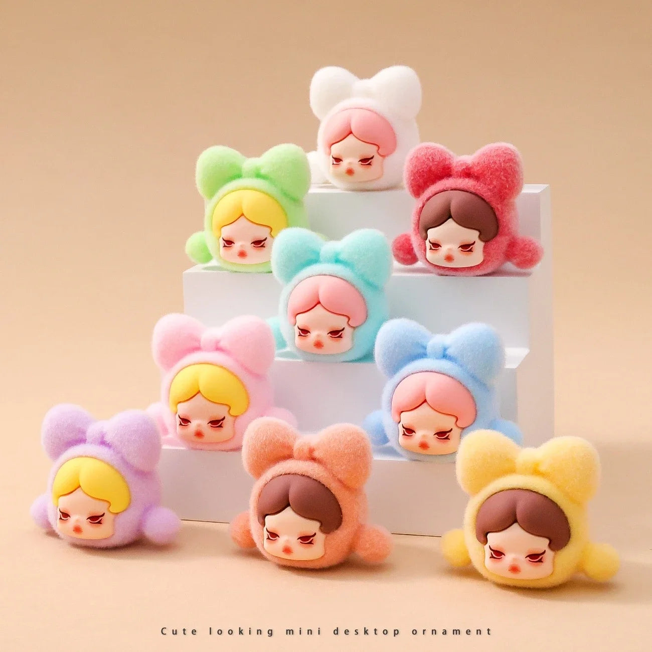 10pcs Lububu Anime DIY Flocked Action Figures — Kawaii Desktop & Car Pendant Dolls, Christmas Gift Toy