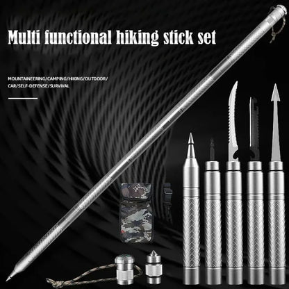 Professional Outdoor Mountaineering Stick – Multi-Function Metal Hiking & Survival Tool for Camping, Travel, and Self-Defense