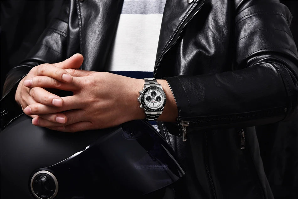 40mm PAGANI DESIGN V2 Men’s Quartz Watch – Sapphire Retro Chronograph Stainless Steel Waterproof