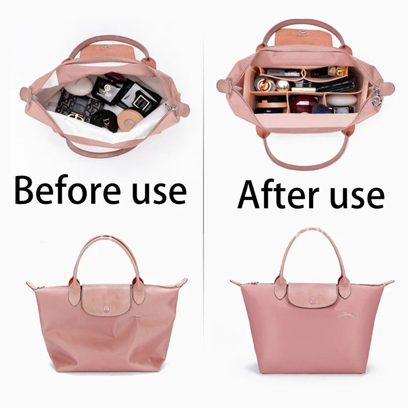 Makeup Organizer Felt Insert Bag: Portable Travel Inner Purse for Women's Handbag - Fits Various Brand Cosmetic Bags