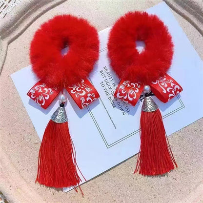 Flexible Chinese Style Children’s Hair Bands – Soft Stretchy Hair Ties for New Year