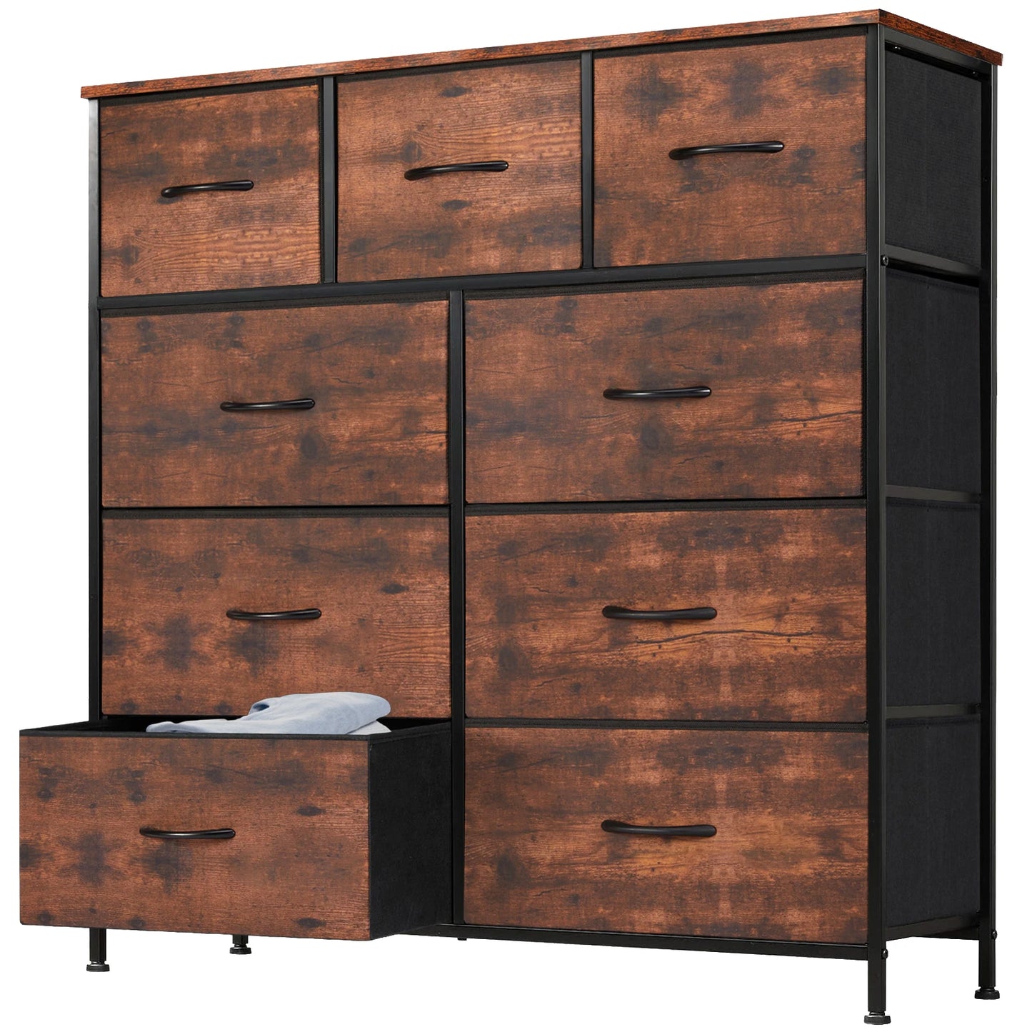 Dresser for Bedroom – 9 Fabric Storage Drawers, Tall Chest Organizer for Adult & Kids Clothes, Closet Cabinet Furniture