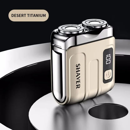 Mini Electric Smart Shaver – Household & Car Use, Dual Blade Rechargeable Beard Trimmer with Digital Display