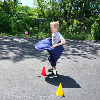 Giant Outdoor Yard Game Set — Kid, Adult & Granny Pants Marker Cones with Sensory Tossing Ball for Family Reunions and Field Games
