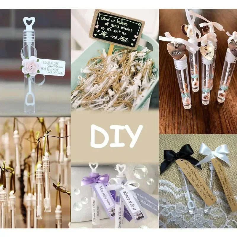 10/100 Mini Love Heart Bubble Soap Bottles - Wedding & Party Favors, Kids Toys, Birthday Decorations