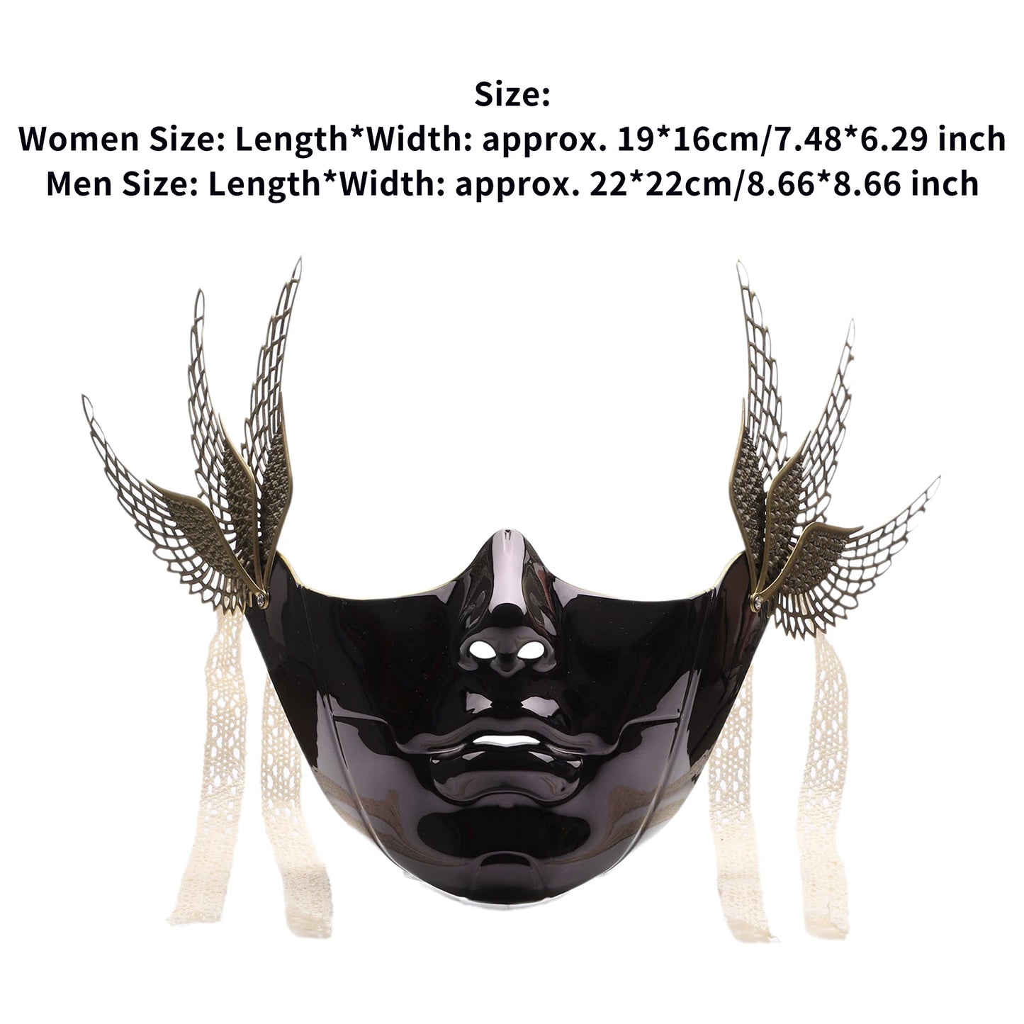 Cyberpunk Mechanical Half Face Mask — Technological Wings Mask for Men & Women, Halloween, Carnival, Dress-Up Props