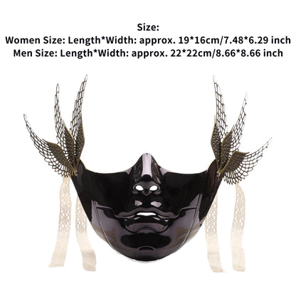 Cyberpunk Mechanical Half Face Mask — Technological Wings Mask for Men & Women, Halloween, Carnival, Dress-Up Props
