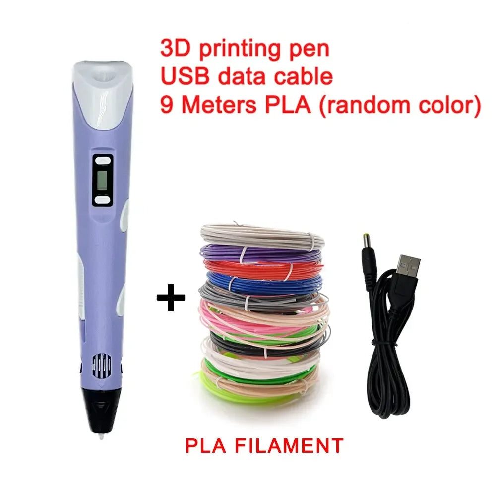 USB 3D Printing Pen – 9M PLA Children’s 3D Drawing & Graffiti Pen, Smart DIY Art Toy for Gifts