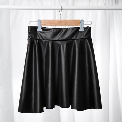 Women’s High Waist Mini Skirt — Elastic Faux Leather Short Skirt