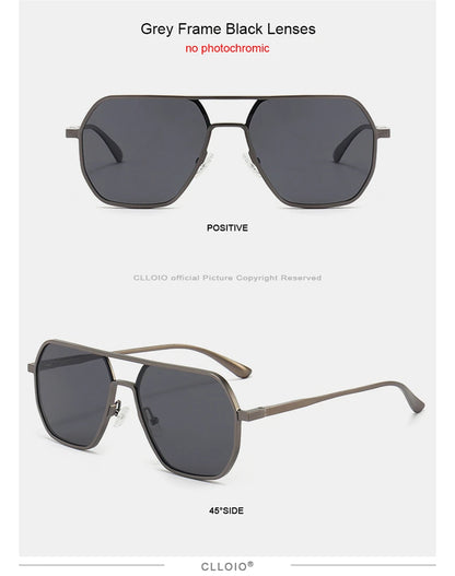 CLLOIO Fashion Aluminum Photochromic Sunglasses – Polarized Chameleon Anti-Glare Driving Glasses for Men & Women