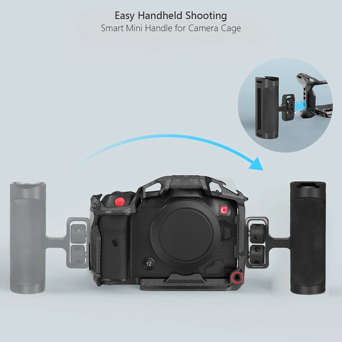 Probty Mini Side Handle Handgrip – Cold Shoe & 1/4"-20 Mount for DSLR/Digital Camera Cage