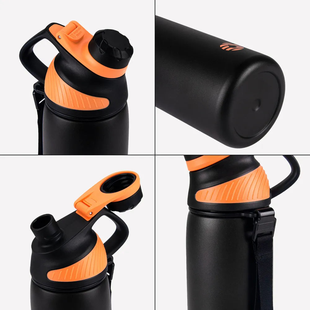 FEIJIAN 1000ml Stainless Steel Vacuum Flask - Insulated Thermos with Magnetic Lid for Outdoor Sports, Cold Retention