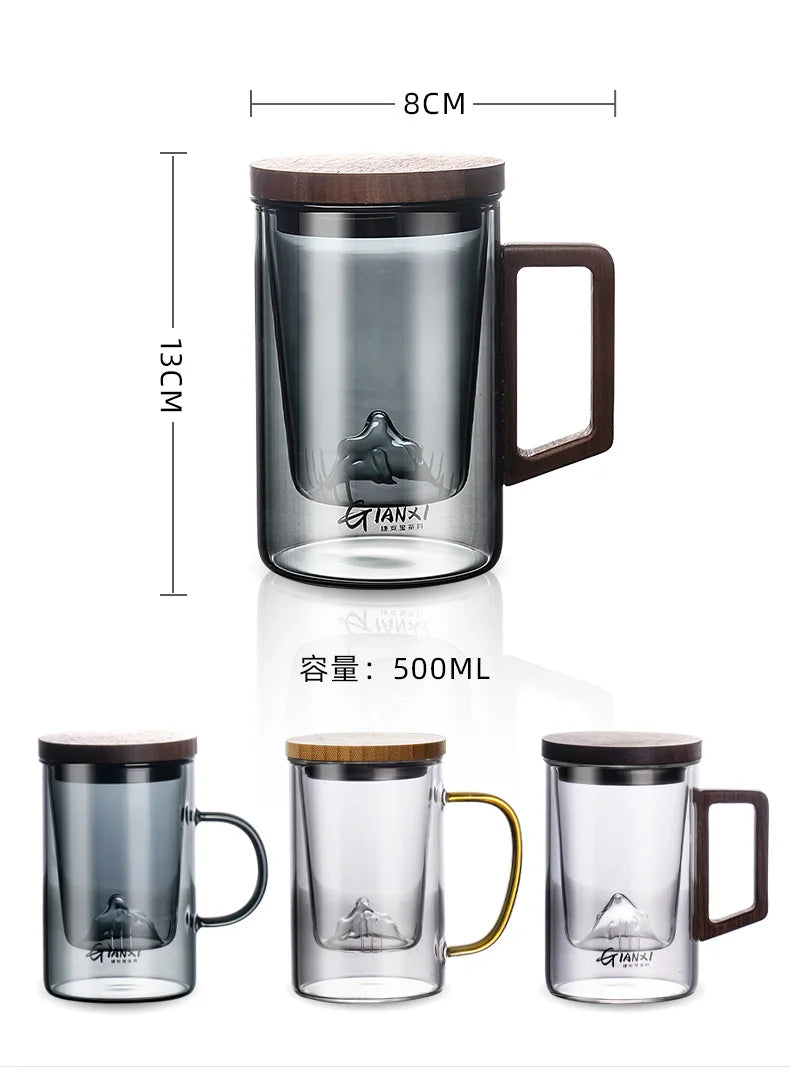 GIANXI High Borosilicate Glass Tea Cup with Belt Filter – Separate Flower Tea Water Cup for Original Tea Making