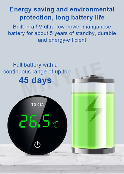 MINYUE LCD Digital Aquarium Thermometer – High Precision External Fish Tank Thermometer with Type-C Charging (-9.9 to 50℃)