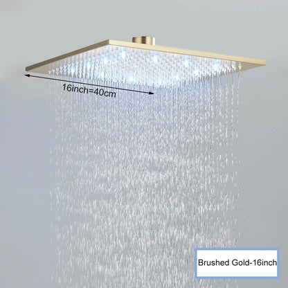 Black Ceiling Mounted LED Rainfall Shower Head – Intelligent Remote Control Concealed Waterfall Tap