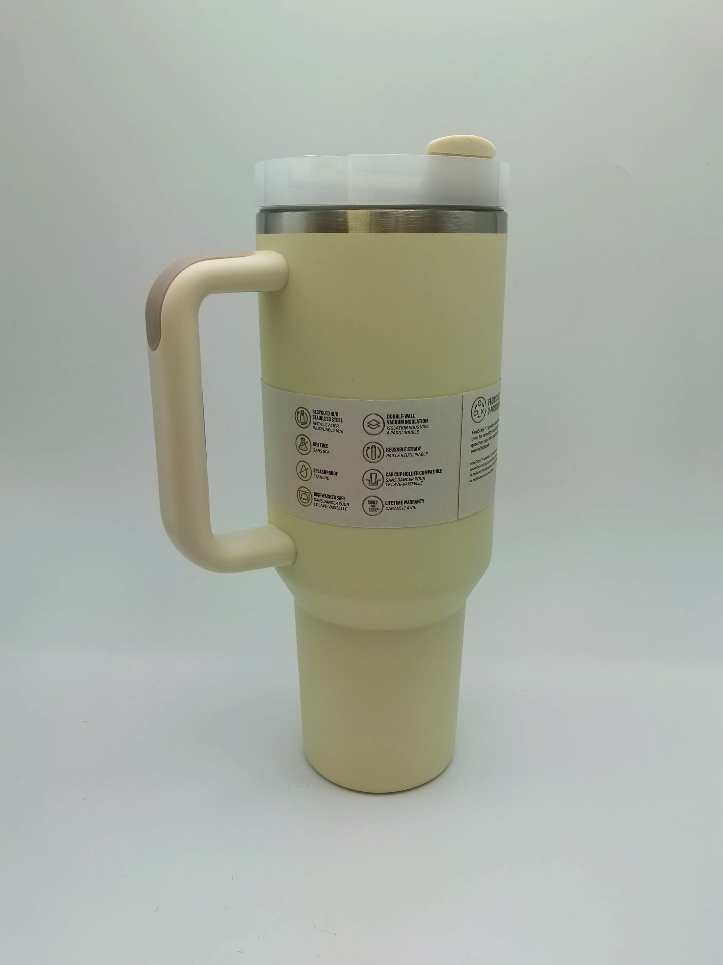 40oz Insulated Stainless Steel Tumbler — Travel Cup with Handle, Straw & Cup Holder, BPA-Free