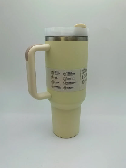 40oz Insulated Stainless Steel Tumbler — Travel Cup with Handle, Straw & Cup Holder, BPA-Free