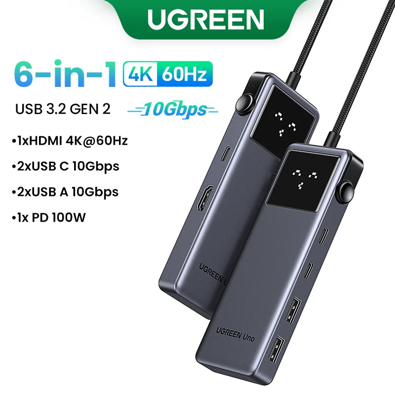 UGREEN 7-in-1 USB-C Hub – 4K HDMI, USB 3.0, RJ45 Gigabit Ethernet Docking Station for MacBook & Laptops