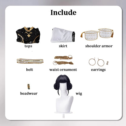 Rumi Zoey Mira Cosplay Costume Wig – Black & Gold Women’s Halloween Party Role-Playing Outfit