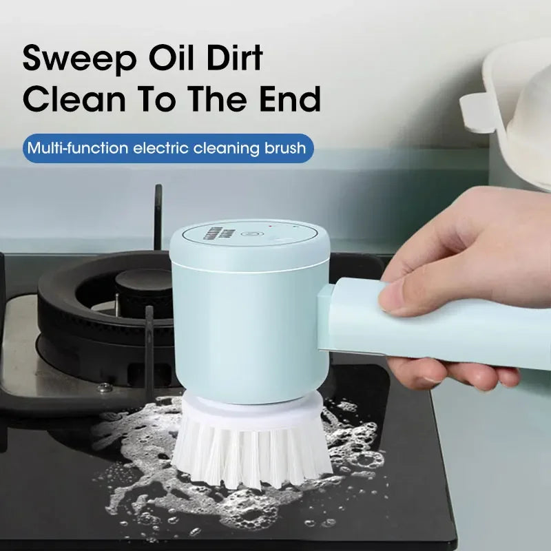 Cordless Electric Spin Scrubber with 5 Brush Heads - IPX7 Waterproof Rechargeable Cleaning Brush for Bathroom Tiles, Showers, and Grout