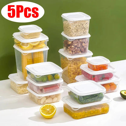 5-Piece Sealed Food Storage Box Set — Airtight Fridge Organizer for Fruits, Meat, Freezing & Kitchen Storage