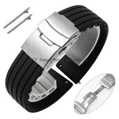 Quick Release Silicone Watch Strap 18–24mm – Sport Rubber Band for Huawei Watch GT2/3/4, Omega, Seiko, Fossil