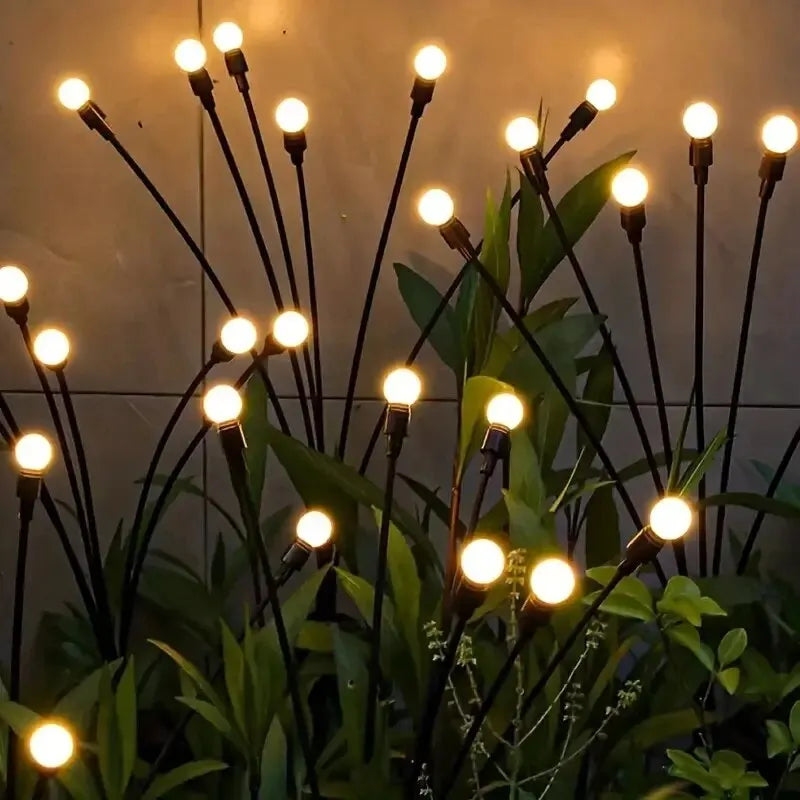 10 Lights Solar Lawn Lamp - LED Wind-Driven Firefly Ground Plug Garden Light for Ramadan & Festival Decoration