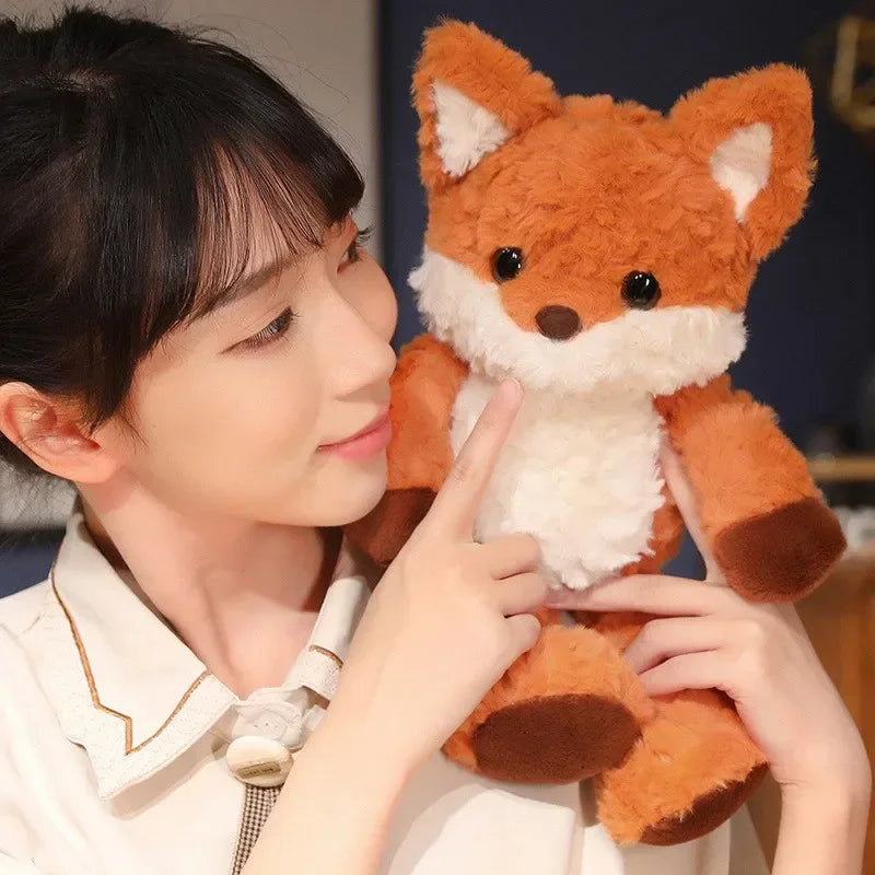 35cm/50cm Cute Fluffy Orange Fox Plush Toy – Soft Cartoon Stuffed Doll, Perfect Birthday Gift