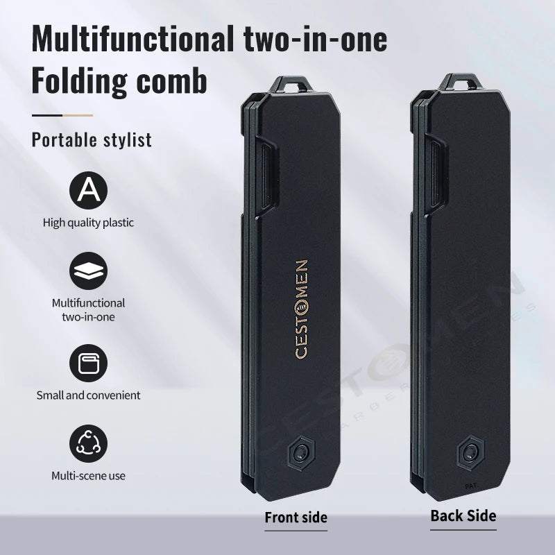 2-in-1 Pocket Folding Comb – Wide Tooth & Beard Comb for Hair Styling and Barber Use
