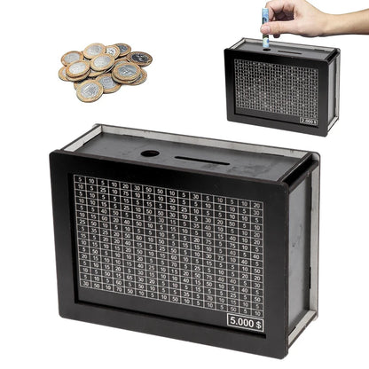 USD Black Reusable Piggy Bank with Money Goal Counter - DIY Savings Box to Build Good Habits