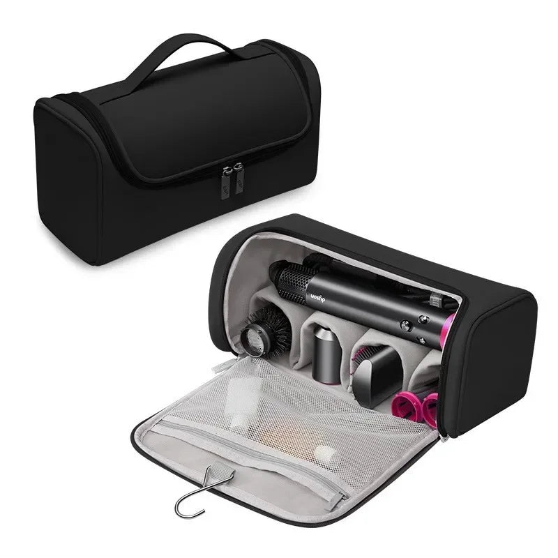 Portable Hair Dryer & Curling Iron Storage Bag – Waterproof, Large Capacity with Hideable Hanging Hook & Non-Slip Pouch