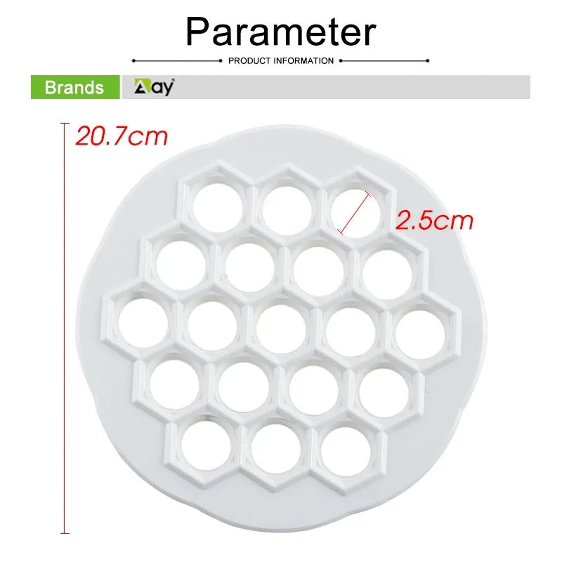 19-Hole Ravioli Maker Mold - BPA Free Plastic Pelmeni & Pierogi Dumpling Press with Stuffing Spoon for Easy Kitchen Prep