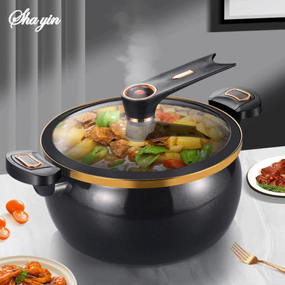 Chubby Micro Pressure Pot - 7L Large Capacity 26cm Non-Stick Multi-Function Stew Pot for Gas & Induction Cookers