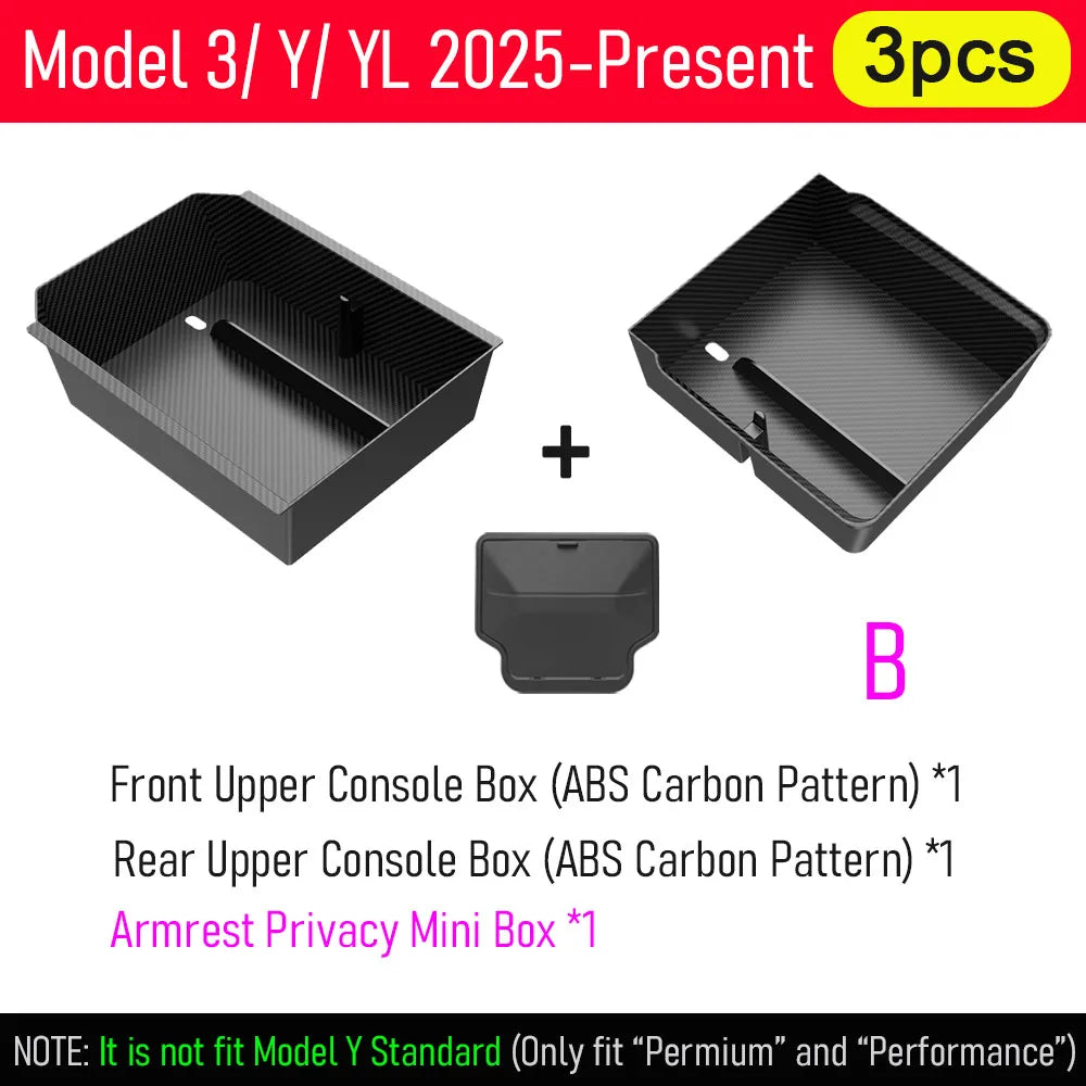 Tesla Center Console Organizer Tray – Storage Box and Cup Holder Insert for Model Y Juniper, Model 3 and Model YL (2025–2026)