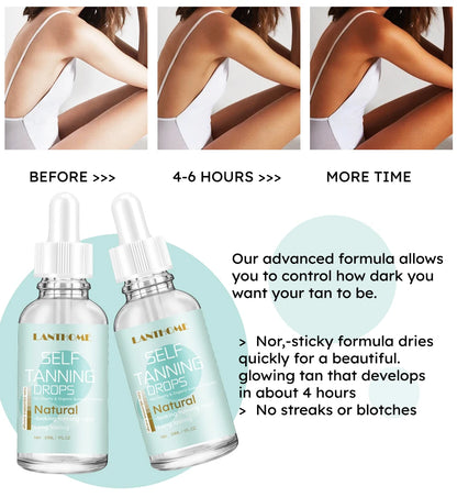30ml Self-Tanning Drops — Natural-Looking Sunless Body Tanner Lotion for Skin Care