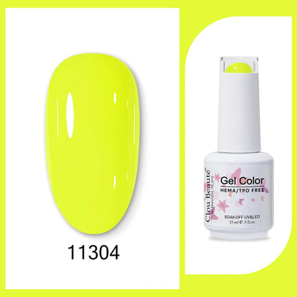 Clou Beaute 15ml Gel Nail Polish Set – Red Black White Green Neon UV Soak-Off Semi-Permanent Nail Varnish Base & Velvet Top Coat