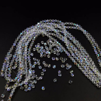 3/4mm Crystal Bicone Glass Beads - White Loose Faceted Beads for DIY Bracelets, Earrings & Jewelry Making