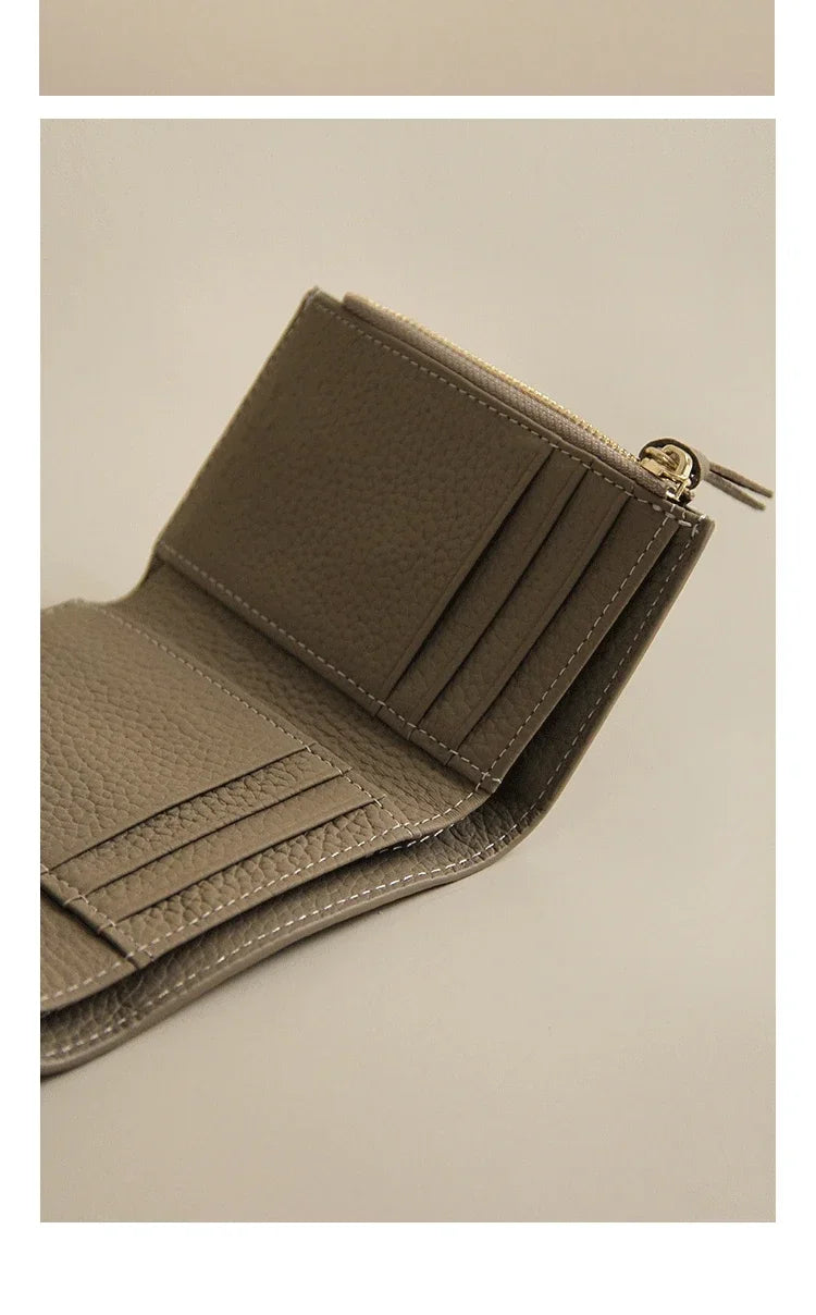 2024 New PU Leather Women's Small Wallet – Luxury Envelope Card Holder, Designer Zip Coin Purse, Short Cowhide Style