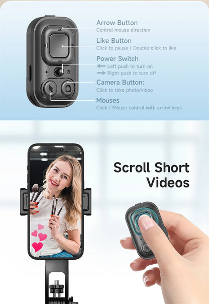 C17 360° Auto-Rotation Monopod – AI Tracking Tripod with Bluetooth Shutter, Fill Light & Wireless Selfie Stick for Phones
