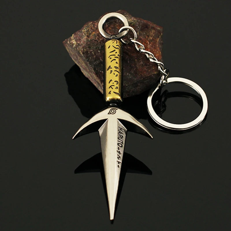 Naruto Minato Kunai Keychain – 9cm Metal Ninja Sword Samurai Katana Anime Weapon Model Accessories Gift for Fans