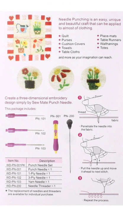 50-Color Embroidery Thread Kit with Punch Needle Set – 3 Needles, 2 Threaders for DIY Sewing & Stitching Crafts