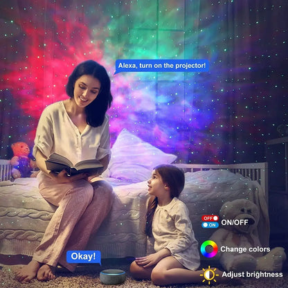 Tuya WiFi Smart Aurora Galaxy Starry Sky Projector – APP & Voice Control LED Night Light, Intelligent Space Atmosphere Lamp Home Decor Gift